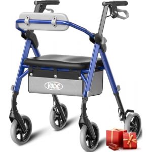 VOCIC Z11 D&eacute;ambulateur pliable et l&eacute;ger avec si&egrave;ge, max. 172 kg, d&eacute;ambulateur &eacute;troit pour appartement, d&eacute;ambulateur l&eacute;ger pliable pour personnes &acirc;g&eacute;es, si&egrave;ge ergonomique, r&eacute;glable en hauteur, bleu (VOCIC, neuf)