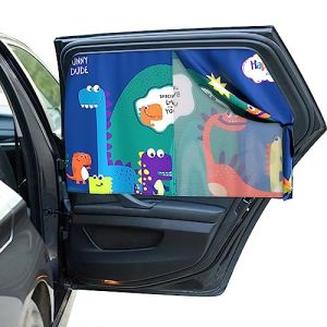 Hianjoo Pare Soleil Fenêtre de Voiture pour Bébé avec Magnet, Protection UV Rideaux Fenêtres pour Enfants avec Joli Motif de Dinosaure, Dinosaure (Anjoo Direct . FR, neuf)