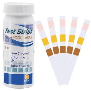Bandelette pH Piscine Spa, 50 Pièces Bandelettes de Test de Piscine 3 en 1, 50 Bandelettes de Test de pH en Boîte, Papier de Test Chimique, Test De Qualité De L'Eau Papier pour Piscine/Spa/Jacuzzi (nansavor, neuf)