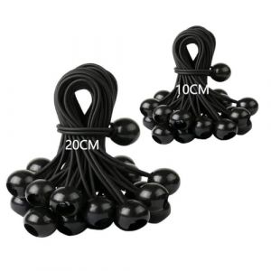 Hisdricus 30 Pièces Tendeur Elastique Boule - Tendeur Elastique 10 cm + 20 cm - Tendeur Bâche - Sandow Elastique pour Bâches, Tentes, Bannières, Filets et Tonnelles - Noir (PXMGAIQ, neuf)