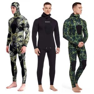 DEMMET Camouflage Combinaison 3mm Chasse Poisson Combinaison Hiver Chaud Hommes Long Capuche Deux Pi&egrave;ces Surf Snorkeling Plong&eacute;e Chasse Poisson Kayak (DEMMET Factory Store, neuf)