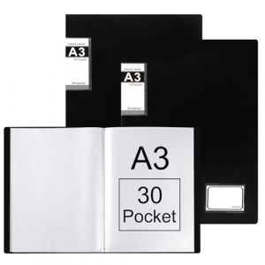 Srvnpioy Lot de 2 Classeur de Pr&eacute;sentation &agrave; 30 Pochettes 60 vues, Format A3, Porte-Vues A3 Pr&eacute;sentation Affichage du Livre Prot&egrave;ge Document pour Portfolios, Dessin et Peinture (Noir) (SIYU FR, neuf)