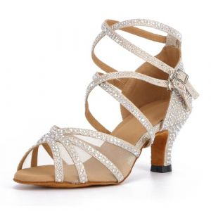 Syrads Chaussures de Danse Femmes Latine avec Strass Salsa Tango Valse Bachata Moderne Chaussures Danse De Salon,Champagne-6m, 40 EU (Syrads, neuf)
