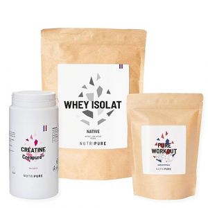 Nutripure | Pack Prise de Muscles | Whey Isolate Native + Créatine Monohydrate Gélules + Pre Workout (EAA, BCAA) | Idéal pour Musculation, Prise de Masse Musculaire, Fatigue Musculaire | Goût Neutre (NUTRIPURE, neuf)