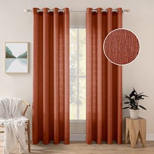MIULEE 2 Panneaux Rideaux Lin Imitaion Rideau De Fenêtre Semi-Transparents Lisse Élégant Décoration Panneaux Voile De Fenêtre Durable Traitement pour Chambre Salon Balcon 140x145(L X H) Rouge Brique (MIULEE HOME, neuf)