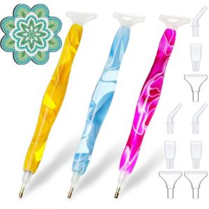 Saijer Stylo Diamond Painting, 3 Pièces Stylet Diamond Painting Stylo Diamant Painting Crayon Diamond Painting Stylo Diamond Painting Accessoires Stylo Résine Stylos de Peinture Diamant Bricolage (Saijer, neuf)