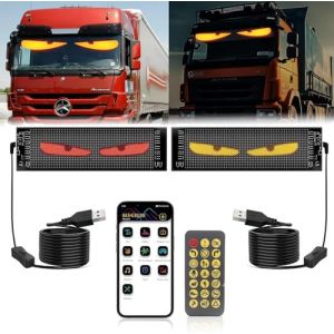 Lot de 2 yeux de diable pour voitures - Yeux LED pour camion - Affichage LED programmable - Écriture lumineuse personnalisée - Pour voiture, camion, magasin, bar, publicité - Avec contrôle par (Life better store, neuf)