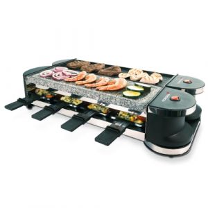 Korona 45071 Raclette rotative pour 8 personnes - Plaque de cuisson antiadh&eacute;sive - Pierre naturelle - C&acirc;ble extra long - Accessoires inclus (okluge, neuf)