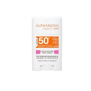 ALPHANOVA Stick solaire Visage SPF50+ Rose - Surf et Sports - Naturel et BIO - Ecran minéral -12g (ALPHANOVA SANTE, neuf)