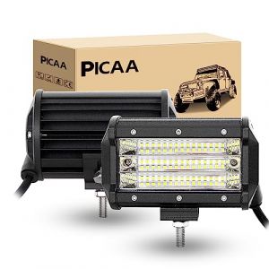 PICAA Phare de Travail Led Quatre rang&eacute;es 5 pouces 13CM 135W longue port&eacute;e Rampe a led barre de led Flood 12V hors route Voiture V&eacute;hicules 4x4 SUV ATV Camion Tracteur（2 pi&egrave;ces） (BEISHUO-UK, neuf)
