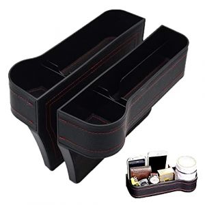 2 Pcs Boîte de Rangement pour Siège,Auto Seat Gap Organisateur Boîte de Rangement Siège Écart de Voiture en Cuir PU,Boîte de Rangement pour Siège Écart de Voiture,pour Téléphones,Clés,Cartes(Noir) (yufana, neuf)