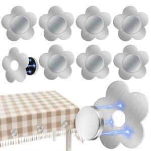 Muyohix 8 Pièces Poids de Nappe, Poids Nappe en Acier Inoxydable Magnétique, Nappe Extra Lourde, Poids de Nappe de Table Exterieur pour Pique Nique, Camping, Jardin, Nappe, Rideaux (Fleur) (PureZone2025, neuf)