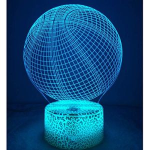 3D Basketball LED Lampe Art D&eacute;co Lampe Lumi&egrave;res LED D&eacute;coration Lampes Touch Control 7 Couleurs Change Veilleuse USB Powered Enfants Cadeau Anniversaire No&euml;l Cadeaux (HPBN8-Ltd, neuf)
