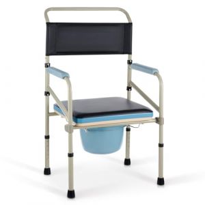 VONOYA Chaise Percée de Toilette Pliable pour Adultes Âgés Capacité 150 kg Chaise Percée avec WC Intégré Chaise Pot avec Accoudoirs et Réglable en Hauteur (LAOLAOPI, neuf)