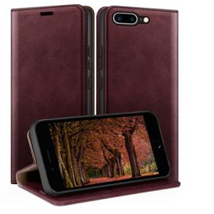 HUOUH Coque pour iPhone 7 Plus/8 Plus 5.5" avec RFID Blocage Etui &agrave; Rabat en Cuir de Premium,Fentes pour Cartes,Coques de Case,Cover &agrave; Rabat pour Apple 7 Plus/8 Plus Portefeuille Vin Rouge (BOZAN LIMITED, neuf)