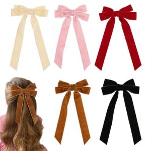 5 Pièces Rubans à Cheveux pour Femme Avec Nœud, Noeud Cheveux Filles Gland Ruban Cheveux, Barrettes à Cheveux en Satin Soyeux, Barrettes à Cheveux à Gros Nœud en Satin,noeud cheveux (candy27seven, neuf)