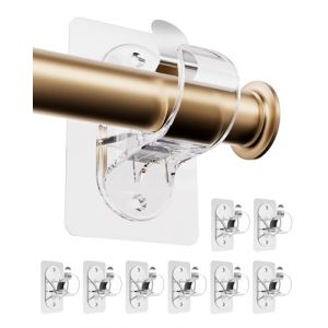 WEKIWGOT Support de Tringle à Rideaux Sans Percer, Support de Tringle Autocollant avec Vis, Support de Tringle pour Salle de Bain, Cuisine, Salon, Chambre (8 Pièces) (WEKIWGOT-EU, neuf)
