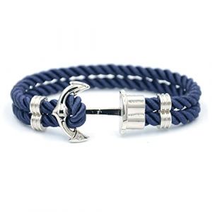 KhuWan Bracelet Ancre Homme en Nylon Bleu Marine et Ancre en Laiton (chenghuahuaUKshop, neuf)