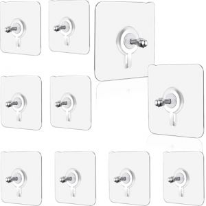 Tableau Sans Percer, 10 Pcs, Adhesif Accroche Tableau sans Percer, Transparent Attache Cadre Adh&eacute;sif, Attache Cadre Adh&eacute;sif Crochets pour Accroche Cadres Photo, Art Mural, D&eacute;coratives (qingjian, neuf)