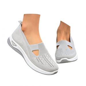 Basket Femme Baskets Sans Lacet Running Plateforme a Talon Compens&eacute; Lacets Confortable Basse De Randonn&eacute;e Souple Blanche Compens&eacute;e Et Chaussures Sport Facile &Agrave; Enfiler En Toile Orthopedique Gris 39 (chaoyang98, neuf)