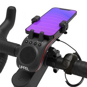 UPPEL Enceinte Bluetooth Vélo Haut Parleur Exterieur pour Bluetooth V5.1 5000mAh Banque de Puissance/Lumière/Sonnette/Support Téléphone de Vélo Appel Mains Libres Carte TF 10 en 1 Fonction (Richwe, neuf)