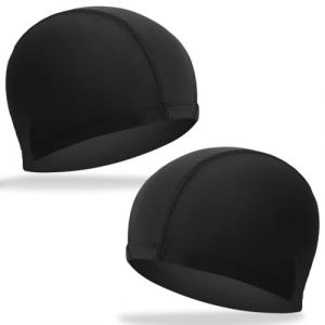 COYUN 2 Pi&egrave;ces Bonnets de Bain &Eacute;lastique, Bonnet de Bain Piscine, Bonnet de Natation en Tissu Polyester, Confortable Bonnet de Piscine Souple, Adulte Bonnet de Bain &Eacute;lastique Souple Bonnet de Natation (HLWA RETAILS LTD UKSTORE, neuf)