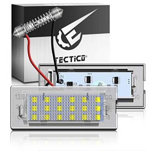 TECTICO LED Éclairage plaque immatriculation auto Feux arrière E-Mark ECE Blanc pur canbus sans erreur Ampoules de feux de plaque d'immatriculation arrière pour E53 X5 E83 X3, 2 Pieces (Tectico-EU, neuf)