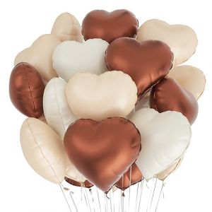 Ballon Coeur 24 pcs, Baudruche en Forme de Coeur cr&egrave;me marron beige,Ballons de Fleuret,Ballon Helium Coeur pour Anniversaire, Mariage, Saint Valentin, d&eacute;coration de f&ecirc;te de No&euml;l (WEIMEIYING, neuf)