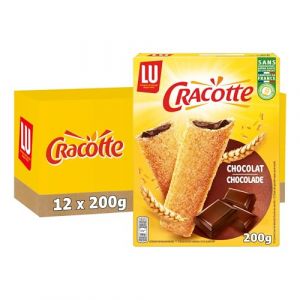 LU CRACOTTE - 12 Boîtes de Cracotte Chocolat - Cracotte Croustillante Fourrée au Chocolat - Biscuits Gourmand Petit Déjeuner et Goûter - Fabriqué en France - Lot de 12x200g (Plaisir & Snacking, neuf)