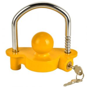 Pioleackflew Antivol de Remorque - Cadenas de Remorque Anti Vol Haute S&eacute;curit&eacute; Verrouillage de Remorque Verrou D'attelage de Remorque avec 2 Cl&eacute;s pour Voiture,Camion,Caravane(Jaune) (mingshungestore, neuf)