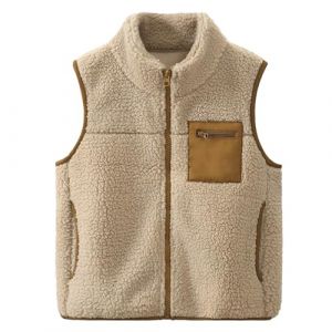 ANIMQUE Tout-petits Polaire Gilet Galet &Eacute;paissir Gar&ccedil;ons Filles Enfants Sans Manches Col Montant Fermeture &Eacute;clair Veste Parent-Enfant Hauts Blocs de Couleurs Poches V&ecirc;tements, Kaki 180 (CX eCommerce Co., Ltd., neuf)