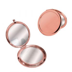 LuckyOpt Miroir compact, miroir de poche double face en métal avec miroir grossissant 1x/2x, miroir de poche rond non déformé pour femme, pour voyage, sacs à main, portefeuilles (or rose) (JDCR Cozy Life Mall, neuf)
