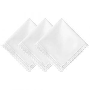 HOULIFE Mouchoirs en coton doux blanc pur pour femme avec bordure en dentelle pour f&ecirc;te de mariage (Houlife Hanky, neuf)