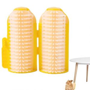 Ruhnjyg Brosse d'angle pour chats,Brosse d'angle pour chat - Toilettage du coin chat,Brosse de toilettage pour chat, griffoir d'angle pour chat, infusé d'à chat, se monte sur le bureau, l'étagère (ticqaiohi, neuf)