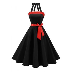 Timormode Sexy Robe R&eacute;tro Vintage Femme Ann&eacute;e 40 50 60 Robe de Cocktail Rockabilly D&eacute;collet&eacute; 10212Black 3XL (Timormode, neuf)