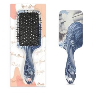 Peigne de massage antistatique à coussin d'air - Brosse à cheveux bleue - Octopus nautique - Grande taille - Kraken - Brosse de massage carrée pour femme et fille (OSAM SPACE, neuf)