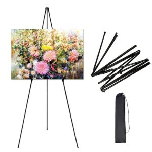 Chevalet d'Artiste R&eacute;glable, 169cm Chevalet de Peinture M&eacute;tallique Pliable pour Toile et Pr&eacute;sentation de Tableaux Easel de Mariage Portable avec Pinces, Noir (Xuanrui shop, neuf)