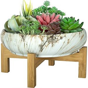 ARTKETTY Pot de Fleurs, Grand Pot de Plantes Succulentes avec Support Pot Bonsaï en Marbre Pots en Céramique pour Plantes D'intérieur Cactus Fleurs (Ketty LOVE, neuf)