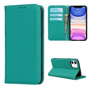 Cavor Coque Compatible avec iPhone 11 Etui,Flip Cuir véritable Portefeuille Étui en Cuir,[avec Cordon][4 Fentes][Magnétique],Housse Protection Etui - Bleu Ciel (Copmob, neuf)