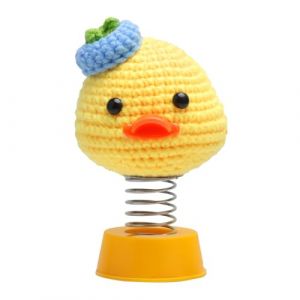 D&eacute;coration de voiture, canard jaune tricot&eacute;, pour la maison, le bureau, le tableau de bord, accessoire de d&eacute;coration de tableau de bord, figurine de canard, t&ecirc;te mobile, cadeau pour hommes, femmes (zhentailiang, neuf)