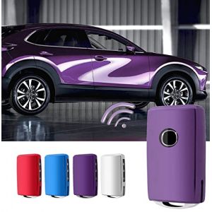 CDEFG Compatible avec Mazda 3 BP CX-30 CX-5 CX-8 2020 2021 2022 Coque de Cl&eacute; de Voiture TPU Protection Porte Clef T&eacute;l&eacute;commande avec Boutons Accessoire (Violet) (C D E F G, neuf)