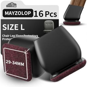 16 Pièces Protection Pied de Chaise, Diamètre 29-34 mm, Patin de Chaise avec Feutre Épaissi, Noir Tampons Élastiques, Adaptables aux Chaises, Canapés, Tables – Protège Sols et Réduit Le Bruit (MAYZOLOP-FR, neuf)