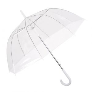 PERLETTI Parapluie Canne Blanc de Mariage Femme Fille - Long Parapluie de Mariée Femmes - Parapluie Automatique Anti Pluie Neige Soleil Léger Résistant et Coupe Vent - Diamètre 89 cm (Transparent) (PERLETTI, neuf)