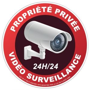 Panneau Vid&eacute;o Surveillance Propri&eacute;t&eacute; Priv&eacute;e - Rigide et Rond - Diam&egrave;tre 190 mm - Epaisseur 1.2 mm | Fabriqu&eacute; en France | Panneaux de s&eacute;curit&eacute; (BOUTIQUE ACI, neuf)