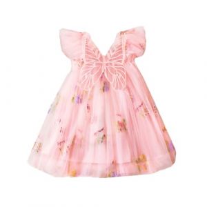 UUAISSO Robe Tutu Pour Bébé en Bas âge Robe en Tulle Sans Manches Broderie Papillon Fête D'anniversaire Princesse Robe D'été rose 6-12 mois (XXIE, neuf)