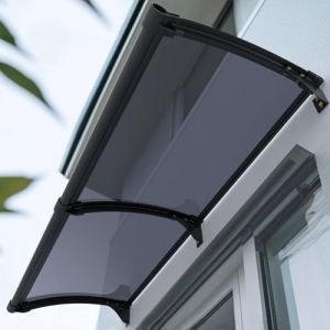 kufu01 Auvent de Porte et Fen&ecirc;tres,Marquise de Porte en Polycarbonate avec Cadre en Aluminium,R&eacute;sistance Aux Chocs 300 Kg,R&eacute;sistante Toit Abri Contre la Pluie et UV,5 Couleurs (80x160cm/32 x63,Gray) (liruriza, neuf)