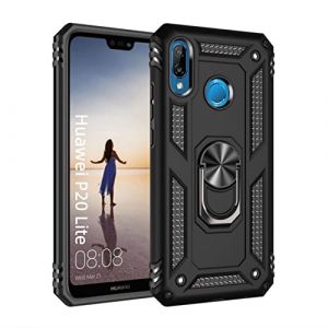 LXHGrowH Coque pour Huawei P20 Lite, [Militaire Pr&eacute;vention des Chutes Protecteur], Anti-Rayures et Anti-Choc Armor, avec [360 Degres] Fonction Stand &agrave; Bague de Rotation, Noir (Cheering Store-FR, neuf)