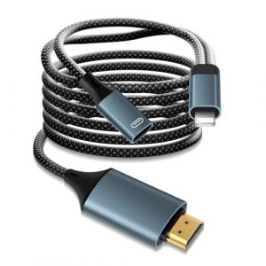 C&acirc;ble HDMI Lightning de 2 m pour iPhone 14/13/12/11/XS/XR/8, adaptateur AV num&eacute;rique Full HD 1080P, compatible avec iPad et iPod, streaming TV, Plug & Play, pas de support pour iPhone 15/16 et Netflix (Xingyaozhihe, neuf)