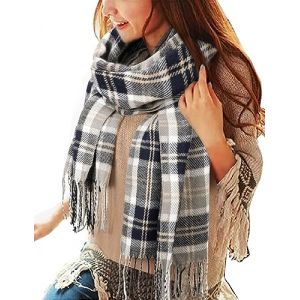 heekpek Grande Taille Femme Homme Echarpe Hiver Chaud en Cachemire Imitation Carreaux Doux écharpe épais Pull Châle Mode écharpe Fraîche Cadeau Unisexe Cadeau Noël, Noir blanc 2 (HKPK, neuf)