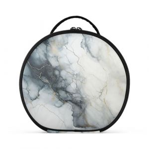 Art De Marbre Blanc Noir Créativité Trousse Sac Cosmétique Circulaire de Maquillage Pochette Sacs avec Cloisons Amovibles pour Voyage Filles (HULAHULA, neuf)
